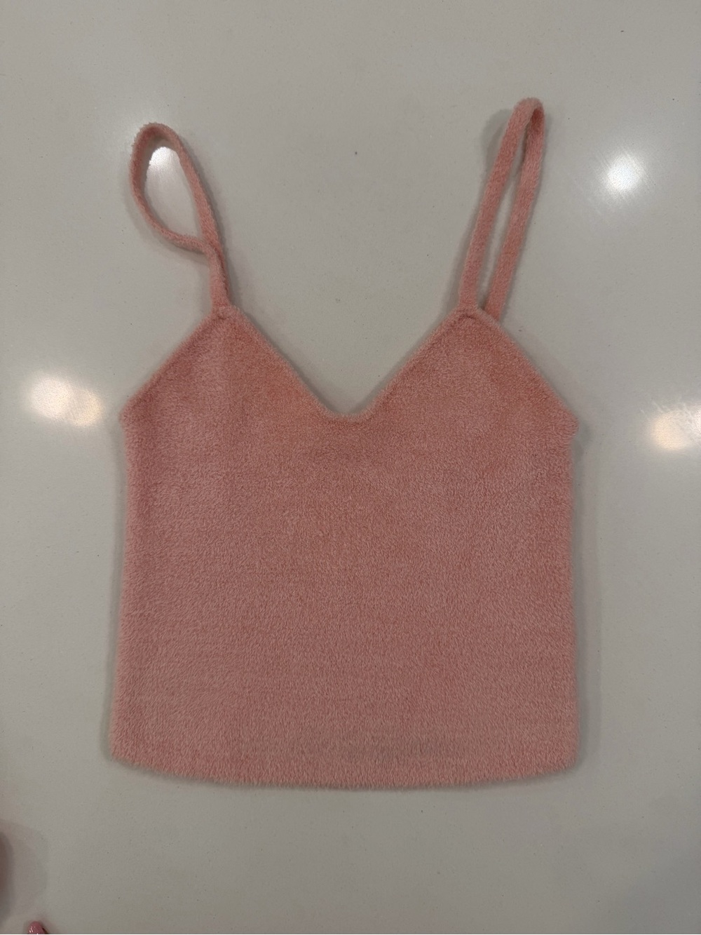 Alice + Olivia Blush Pink Fuzzy Spaghetti Strap Camisole